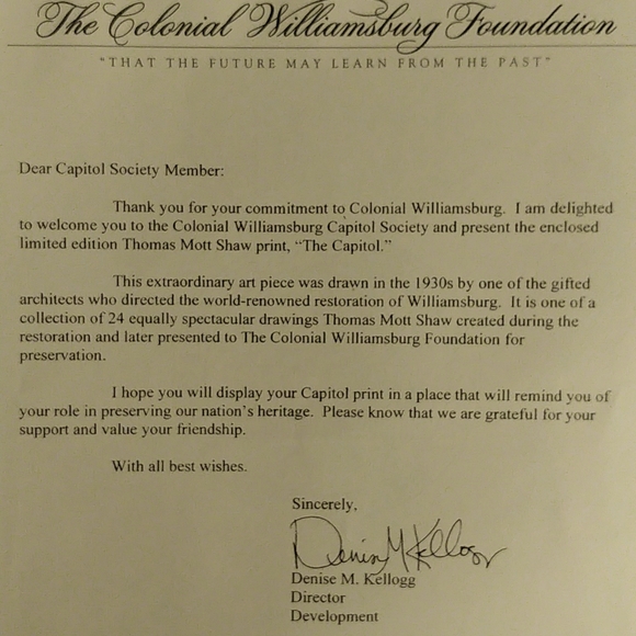 The Colonial Williamsburg Foundation Limited Edition Thomas Mott Shaw Print - Picture 6 of 6